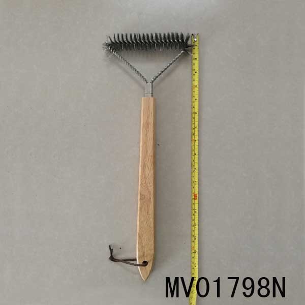 SS BBQ BRUSH WIHT WOODEN Handle HANG TAG
