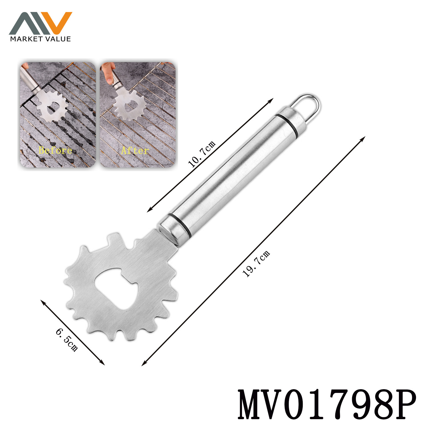 SS Pipe Handle Grill Cleaner TC