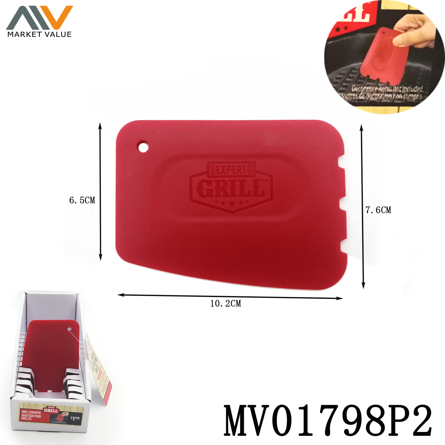 Nylon Grill Scraper Hand Tag 12PCS in DISPLAY BOX
