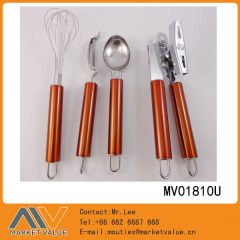 4PCA KITCHEN TOOLS with TUBE Handle IN BROWN BOX