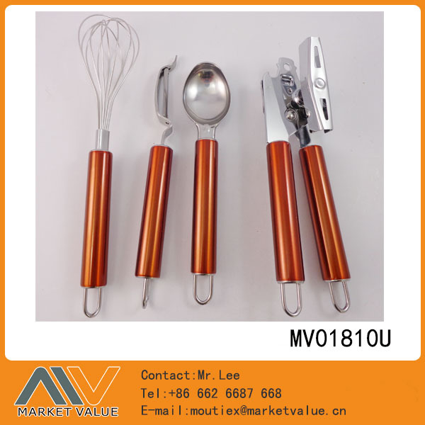 4PCA KITCHEN TOOLS with TUBE Handle IN BROWN BOX