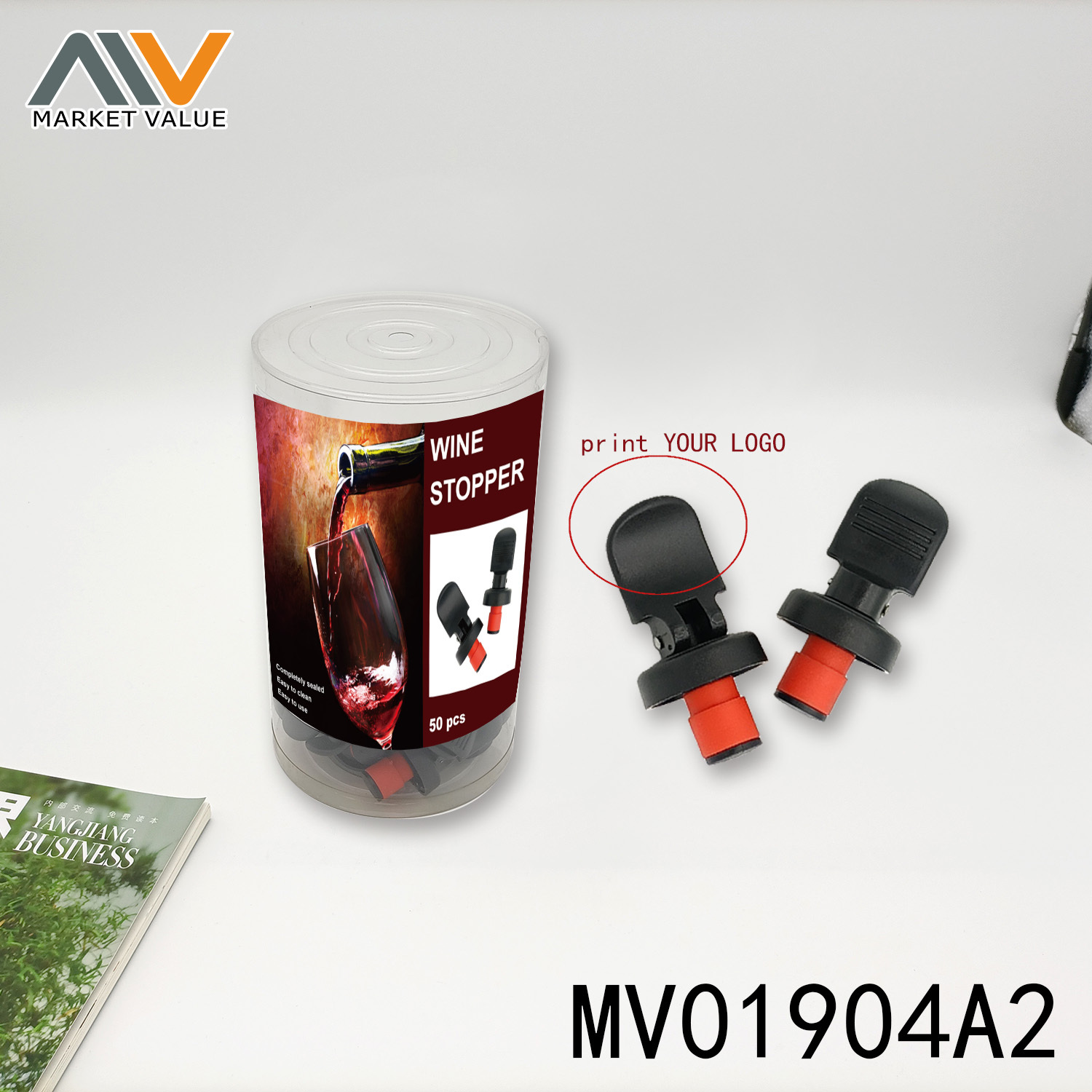 50PCS WINE STOPPER IN PVC CAN with LABELTPR with ABS