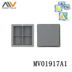 Silicone 4 Grid Ice Mould with Cover