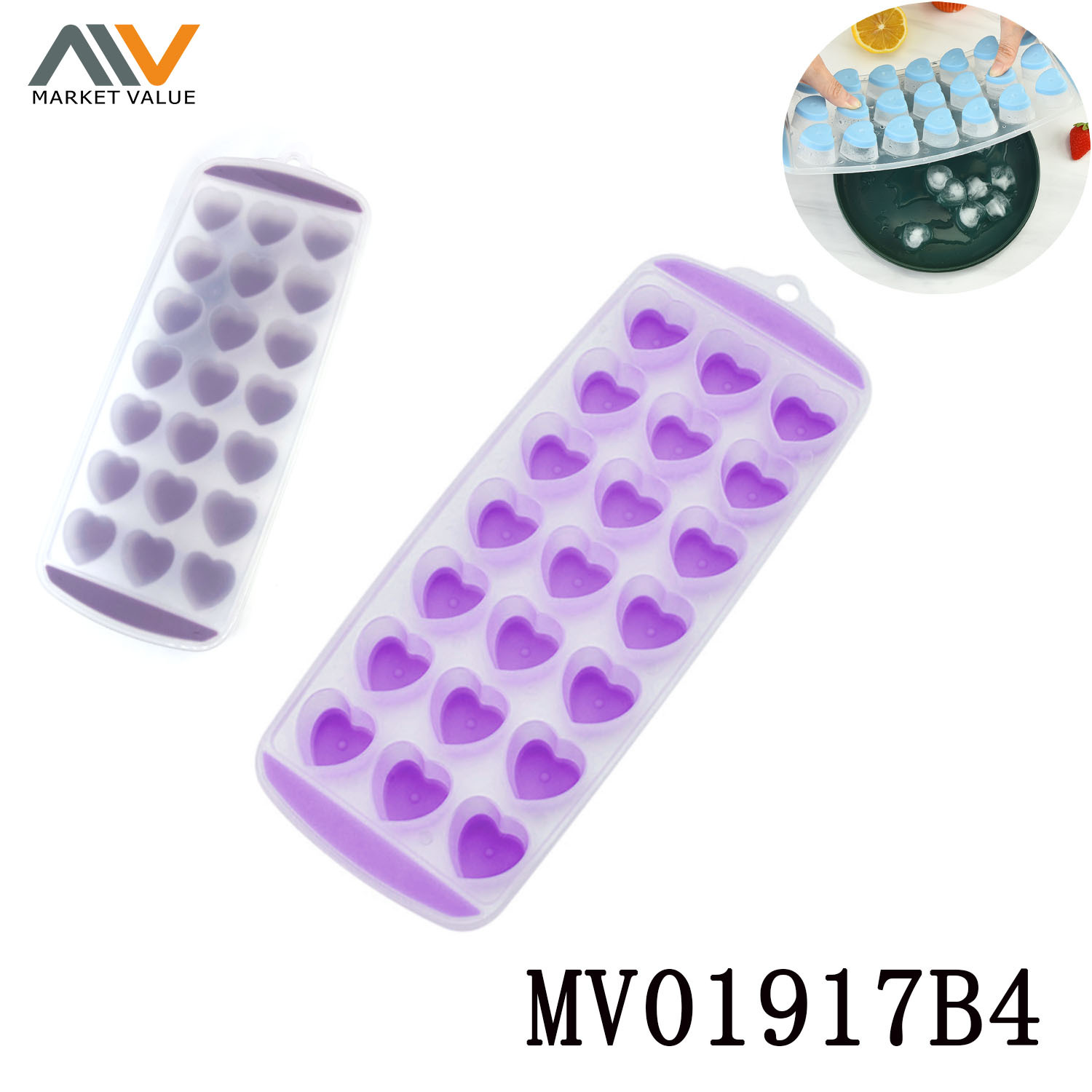 21 Heart Shaped Ice Mould PP with Silicone OPP Bag