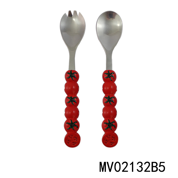 2PCS SS SALAD SPOON IN BROWN BOX