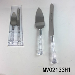 BREAD KNIFE and CHEESE TURNER with TRANSPARENT Handle PV