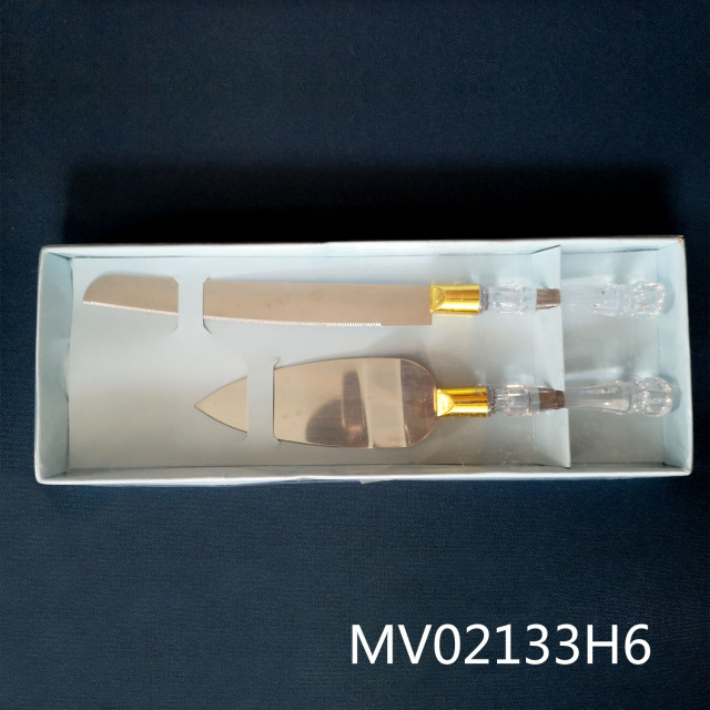BREAD KNIFE and CHEESE TURNER with TRANSPARENT Handle