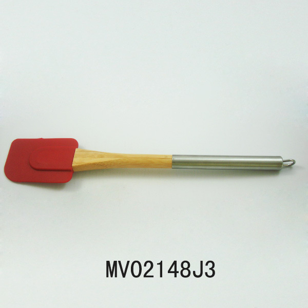 13in SS with WOOD Handle SILICONE SPATULA