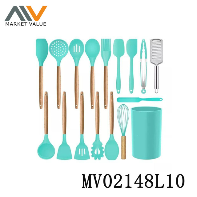 17PCS Kitchen Utensils WBeech Handle WBox