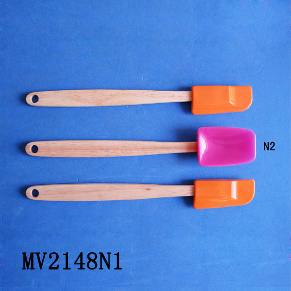 3PCS MINI SILICONE SPATULA WOODEN Handle TC