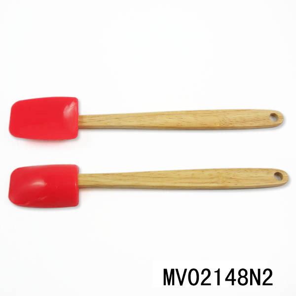 MINI SILICONE SPATULA KNIFE SPATULA SPOON WOODEN Handle with POLY BAG