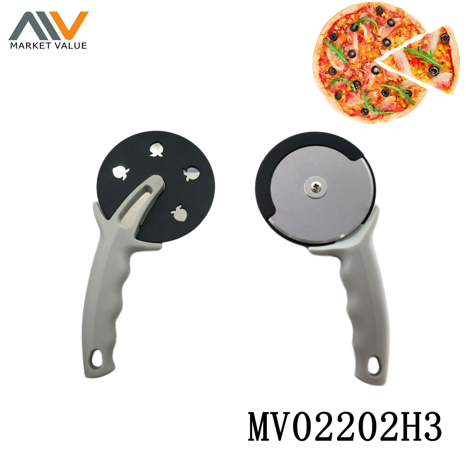 SS Pizza Cutter Plastic Handle with Cover TC style 2