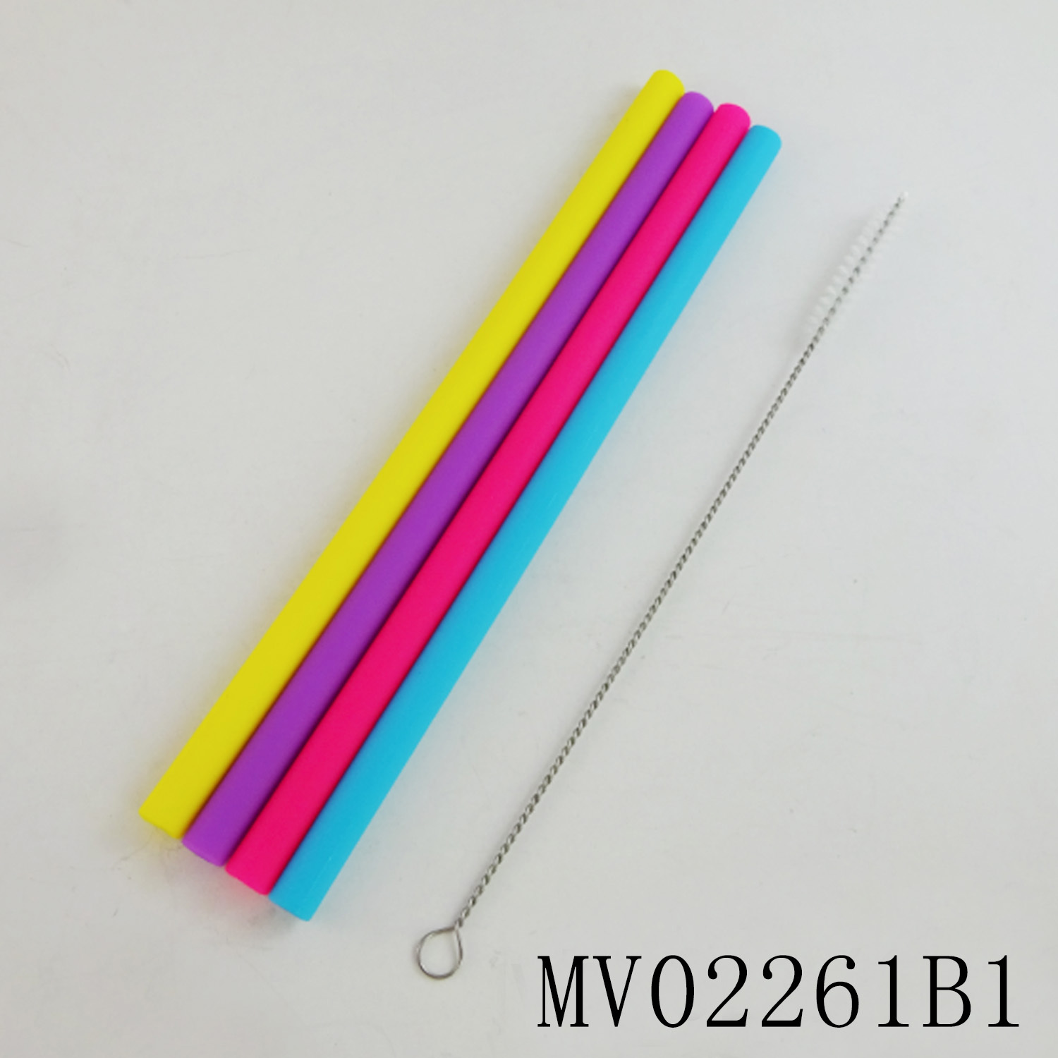 4PCS COLORFUL SILICONE STRAWS with CLEANING BRUSH