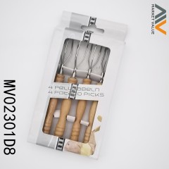 4PCS 304 POTATO FRUIT FORK with RUBBER WOOD Handle