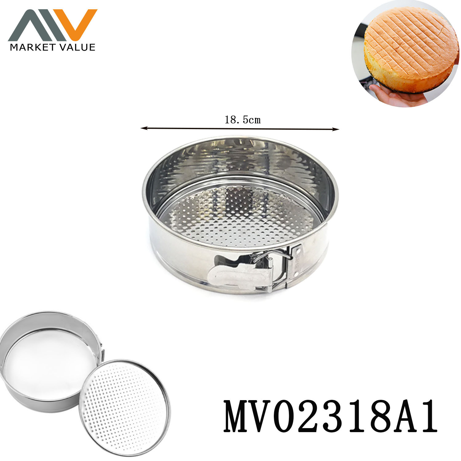 7.5in Stainless Steel Snap Cake Pan In Polybag