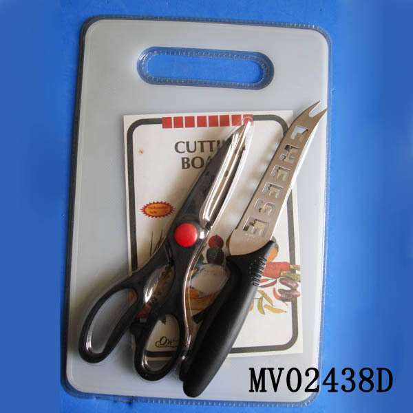 CUTTING BOARD with 2PC UTENSILS9110 KITCHEN SCISSRS with CHEESE KNIFE