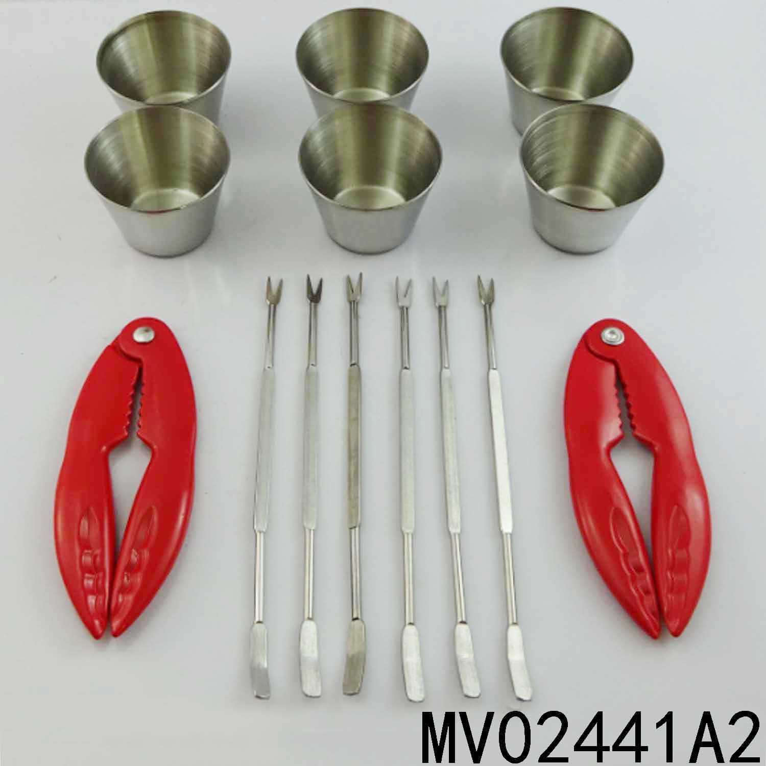 14PCS CRAB PLIER with 6PCS FORKS with 6PCS SS CUP in BOX