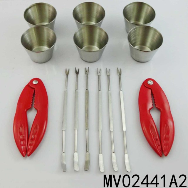 14PCS CRAB PLIER with 6PCS FORKS with 6PCS SS CUP in BOX