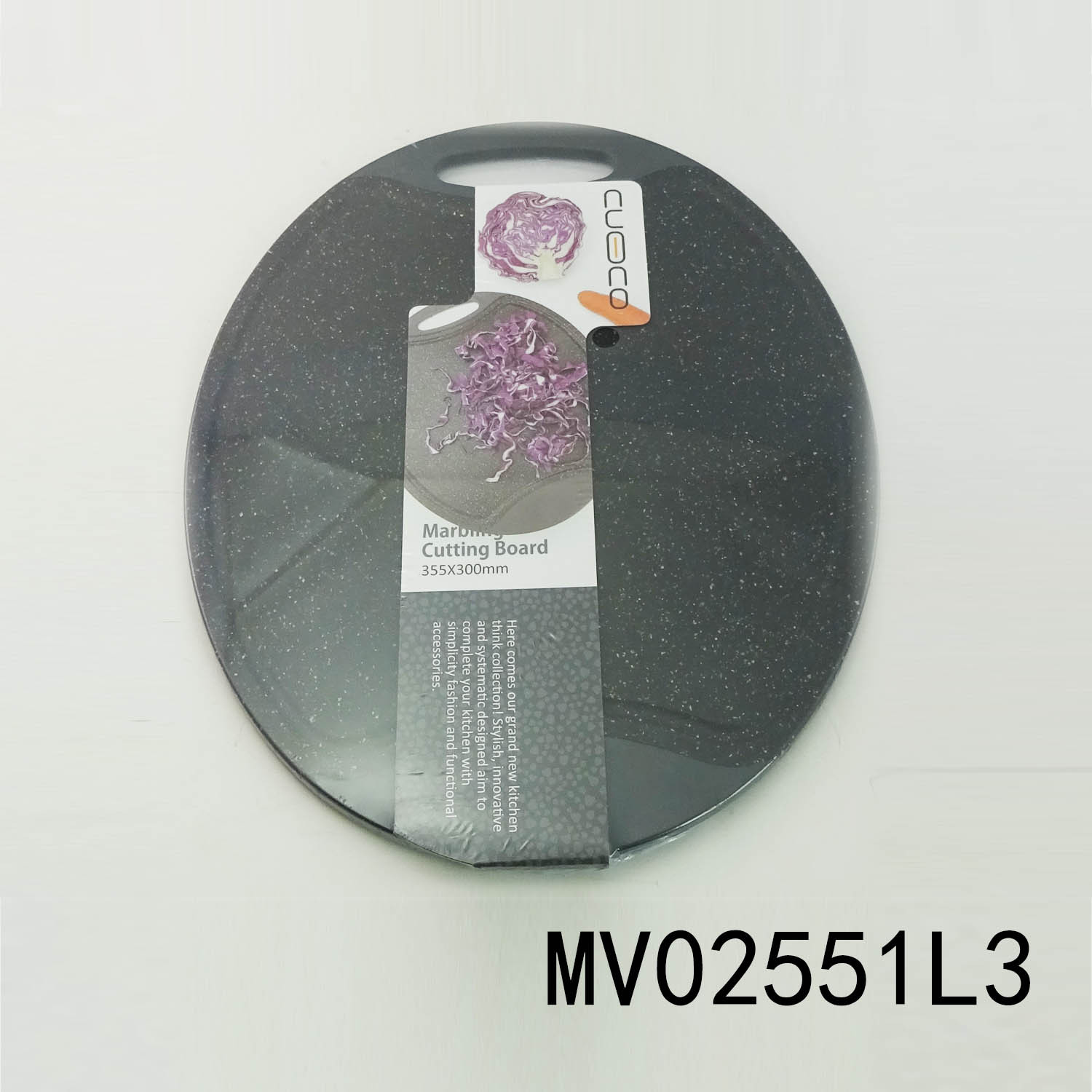 OVAL PLASTIC CUTTING BOARD GRAY with MARBLE SP