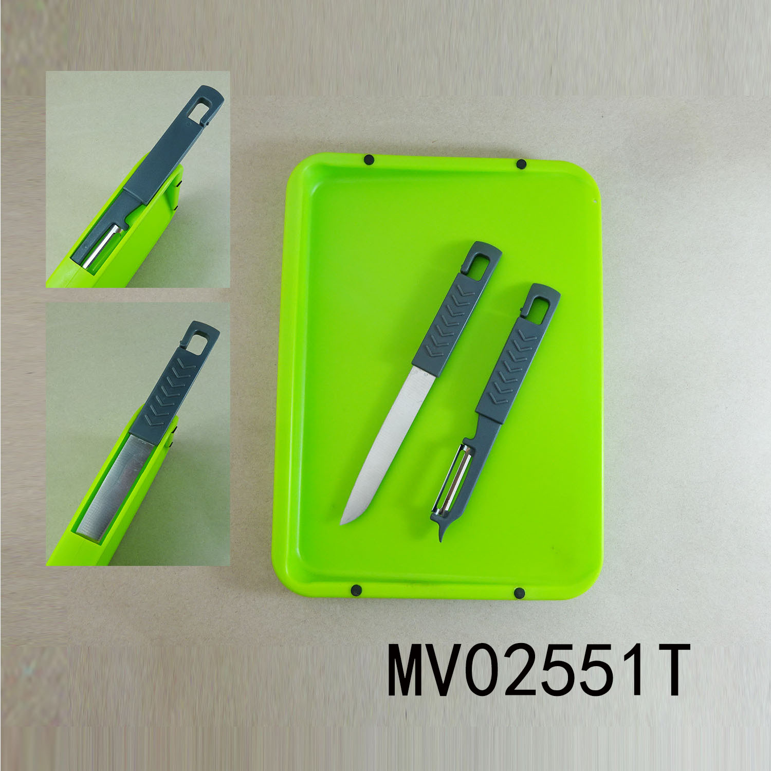 3PCS KNIFESET with UTILITY PP CUTTING BOARD in CB style 2