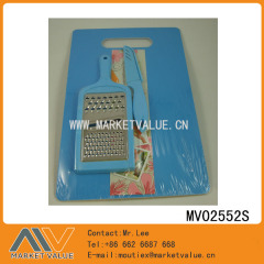 1PCS PLASTIC CUTTER BOARD 1PC SS GRATER and 1PC FRUIT KNIFE SHRINKWRAP