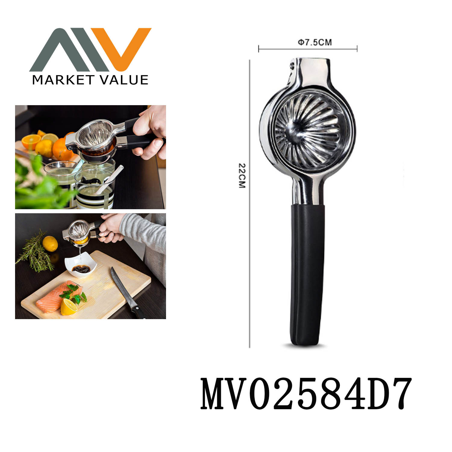 SS LIME SQUEEZER with SILICONE Handle IC