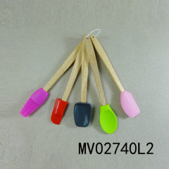 5PCS WOODEN Handle MINI SILICONE TOOLSBRUSH and SCRAPER