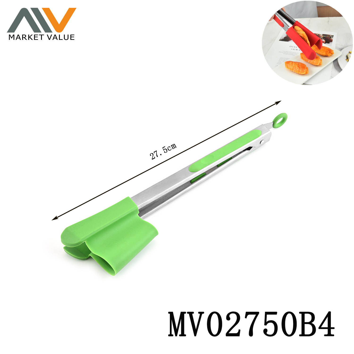 9in Silicone FooDClip with Stainless Steel Handle TC