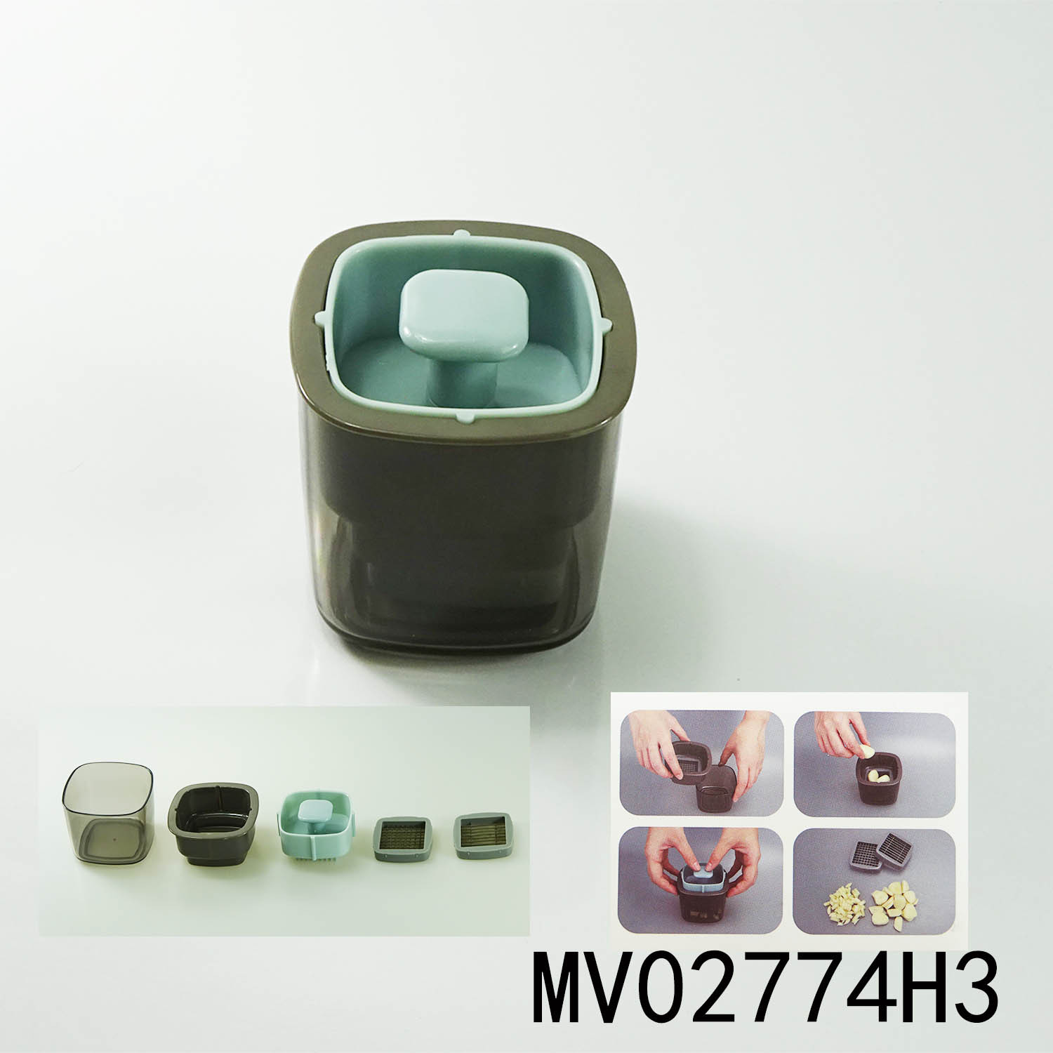 PLASTIC GARLIC PRESS in BOX