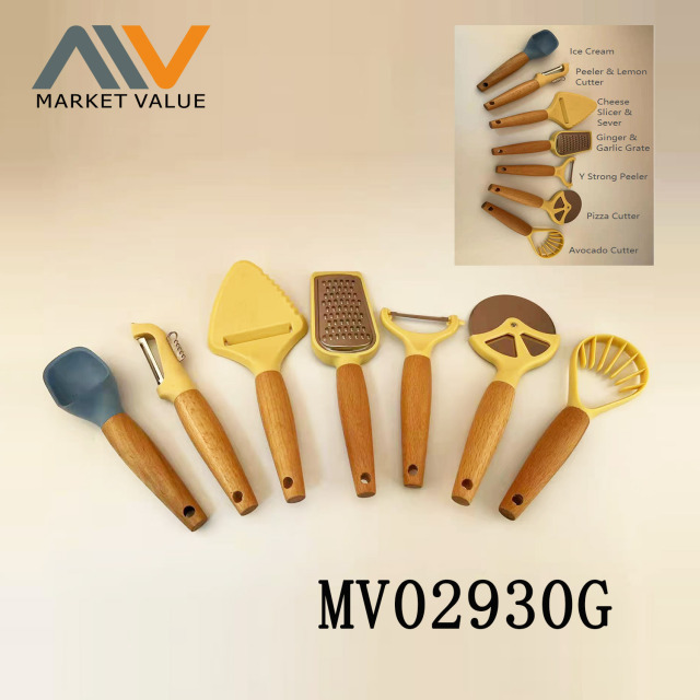 7 PIECE ABS+SS KITCHEN WARE with PEACH WOODE Handle TC