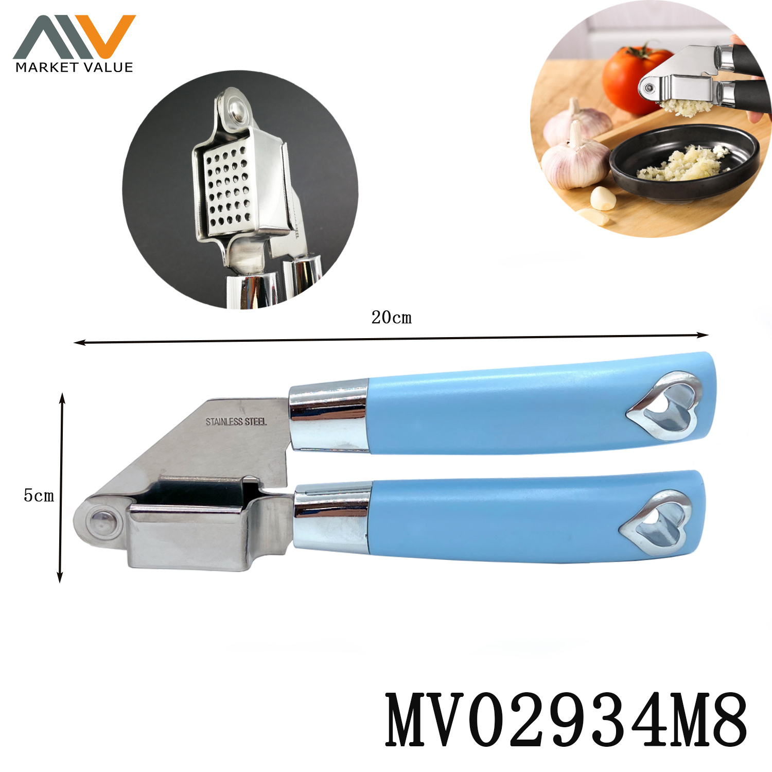 SS Garlic Press with PP Handle TC style 2