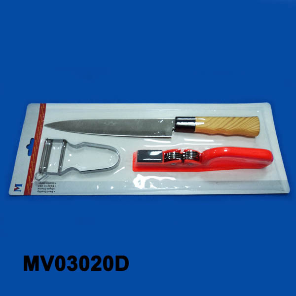 PLASTIC Handle SHARPENER and CHEF KNIFE and PEELER style 2