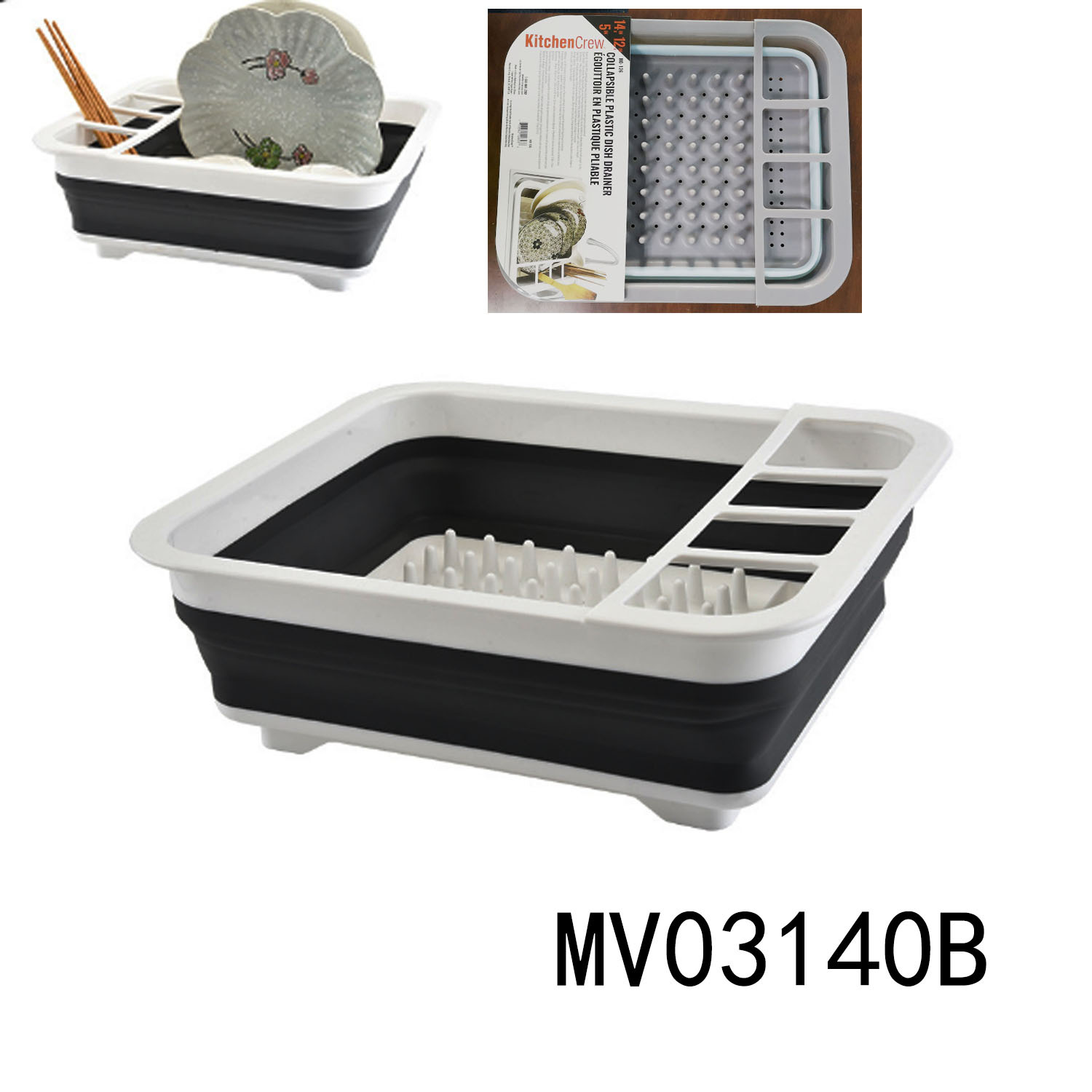 DISH DRAINED RACK FOLDABLE PLASTIC RACK with CARD