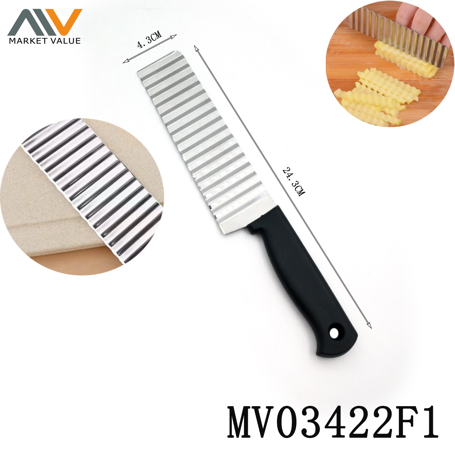 SS Wavy Cutter Knife with PP Handle