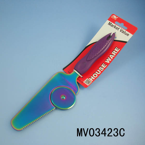 PLASTIC Handle CHEESE SHOVEL with PIZZA CUTTER TC style 3