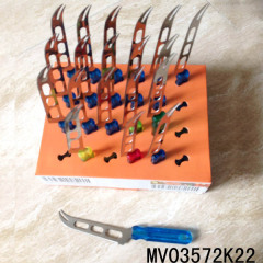 24PCS SS CHEESE KNIFE with PLASTIC Handle KITCHEN TOOL with CB