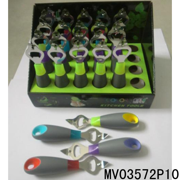 BOTTLE OPENER CUTTER with RUBBER Handle in DISPLAY BOX