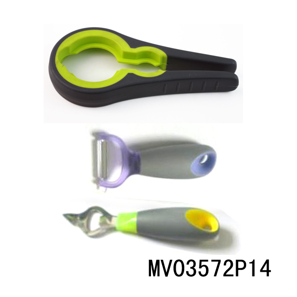 PLASTIC JAR OPENER and PEELER and BOTTLE OPENER