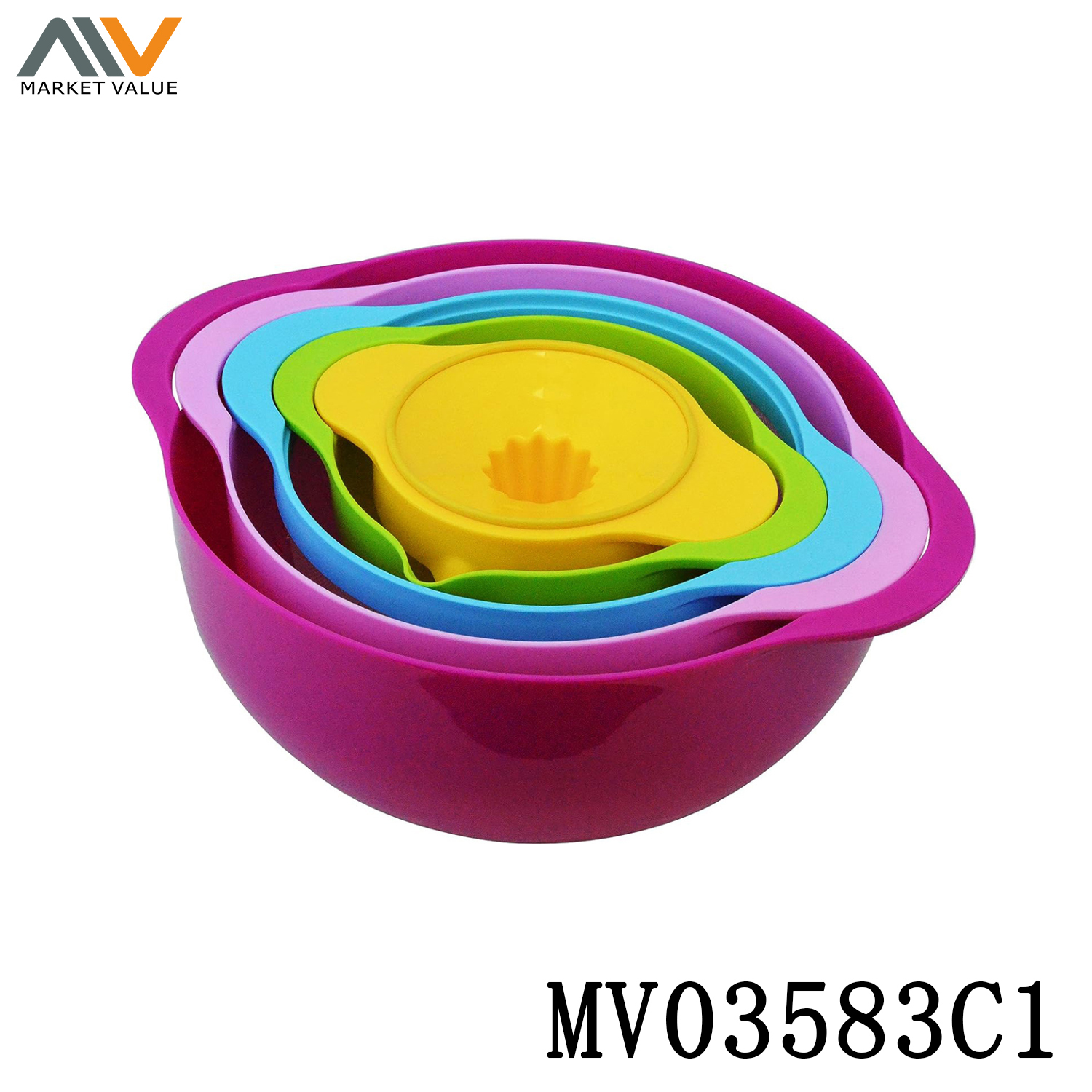 5PCS PP Plastic Salad Bowl with Juicer Box