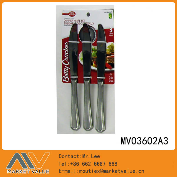 3PCS SS KNIFE CUTLERY TC