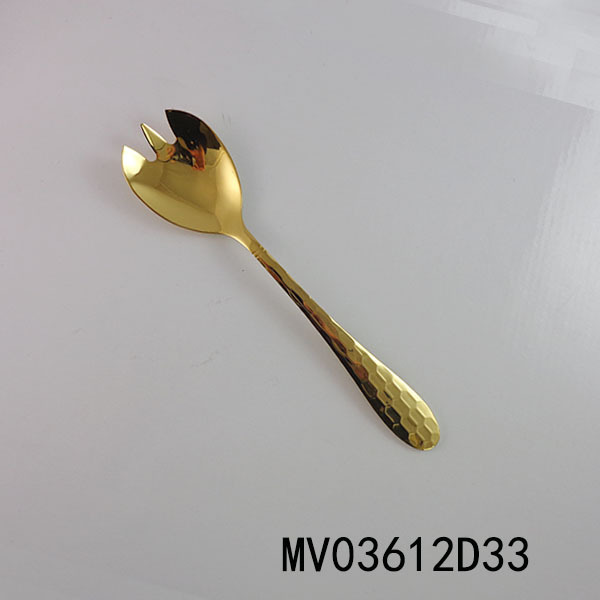 GOLD PLATED STAINLESS STEEL SALAD FORK
