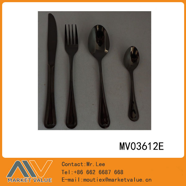 24PCS BLACK GOLD PLATING CUTLERY SET