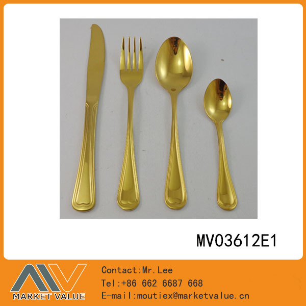 4PCS GOLD PLATING CUTLERY SET