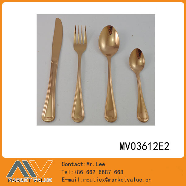4PCS ROSE GOLD PLATING CUTLERY SET