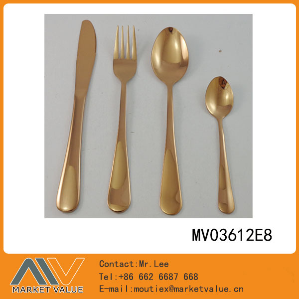 4PCS ROSE GOLD PLATING CUTLERY SET in Window Box