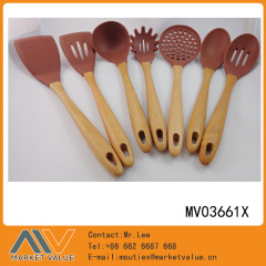 7PCS SILICONE KITCHEN TOOLS with WOODEN Handle