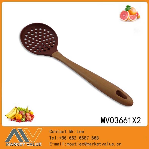 SILICONE STRAINER with WOODEN Handle TC