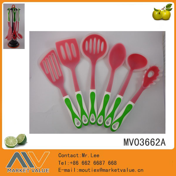 6PCS SILICONE KITCHEN TOOLS with PP with PTR Handle TC