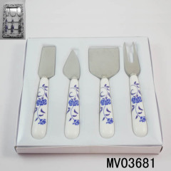 4PCS CERAMIC Handle CHEESE KNIFE with Window Box