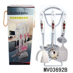 6Pcs Ceramic Handle S.S Kitchen Tools With Stand